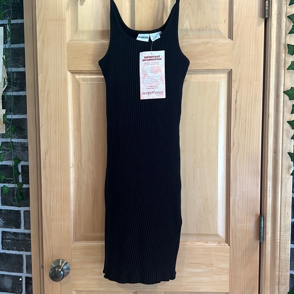 Black ribbed knee length dress